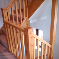 The second storey banister af a staircase